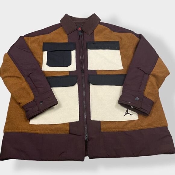 Nike Jordan Cozy Girl Colorblock Jacket Brown Black White size Small DJ2723-204 - Picture 2 of 11